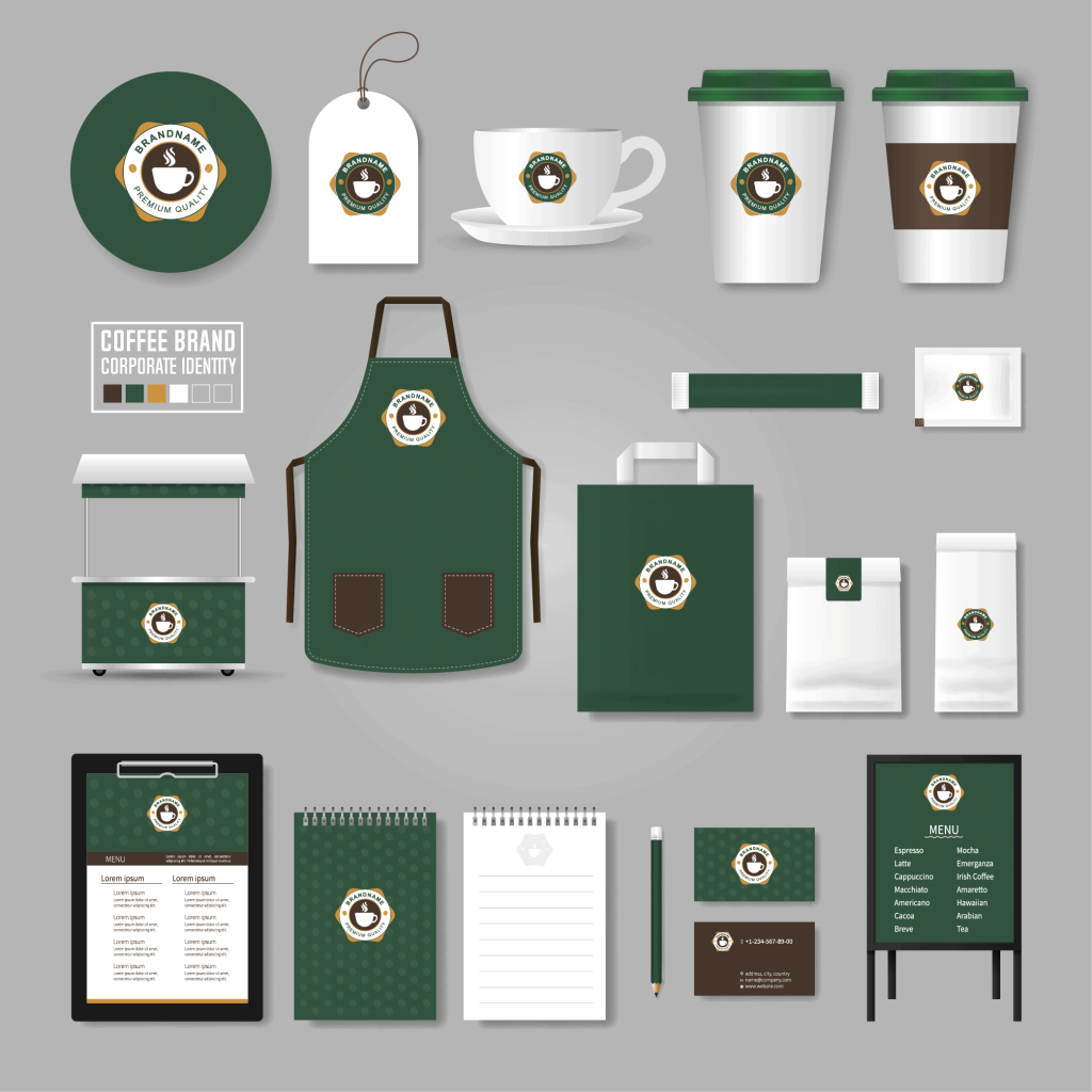 Brand visual identity design showcasing cohesive logos, color schemes, and typography for consistent branding.